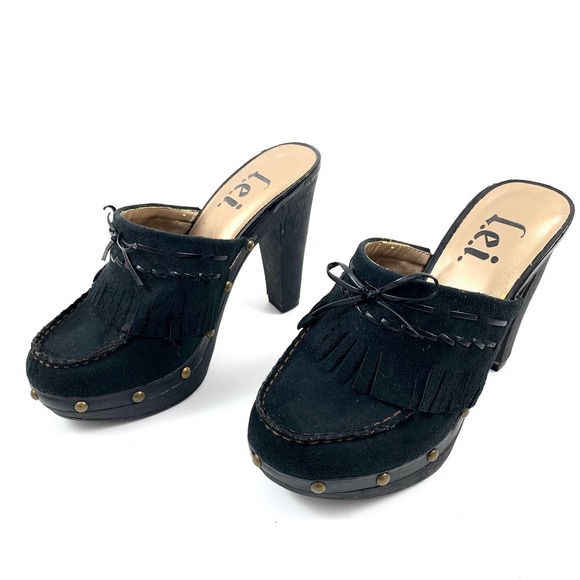 90's vintage L.E.I platform Mary Jane black tassel clogs - Picture 11 of 11
